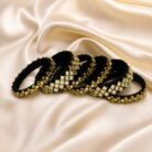 KBangle410 6 Pcs of Black Kundan Bangle Set