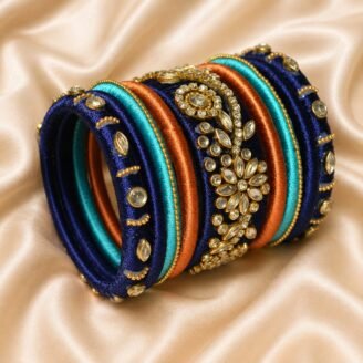 KBangle405 Handmade Three Color Kundan Bangle Set