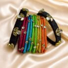 KBangle378 Multi Color Kundan Bangles With Black Karas