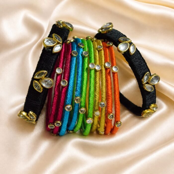IMG-20260630-WA0137 KBangle378 Multi Color Kundan Bangles With Black Karas