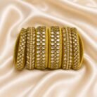 KBangle400 6 pcs of yellow kundan bangle set