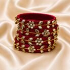 KBangle12 4pcs Red Kundan Bangle Set
