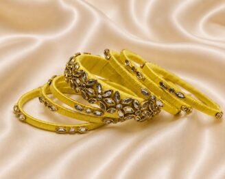 KBangle011 Lime Kundan Bangle Set