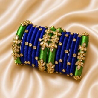 KBangle180 Blue & Green Kundan Bangle Sets