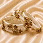 KBangle179 4pcs White Kundan Bangle Set
