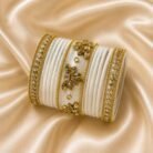 KBangle157 Simple White Kundan Bangle Set