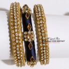 KBangle278 Blue & Gold Kundan Bangles