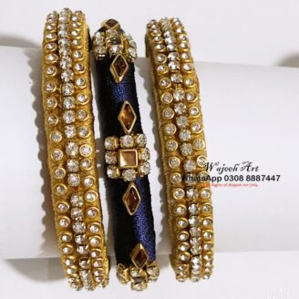 KBangle278 Blue & Gold Kundan Bangles