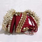 KBangle281 Maroon Kundan Bangle Set