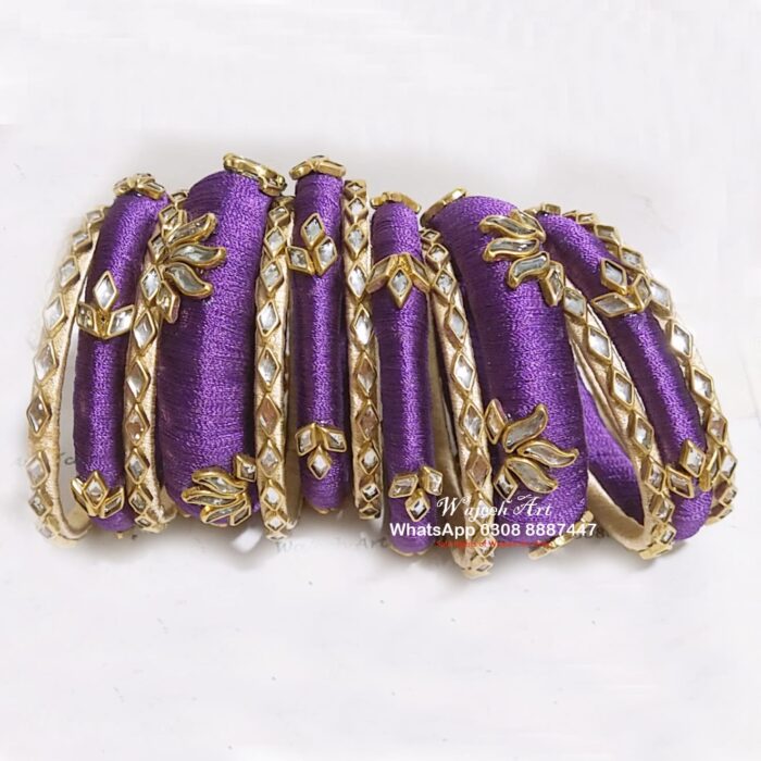 KBangle284 Voilet Kundan Bangle Set
