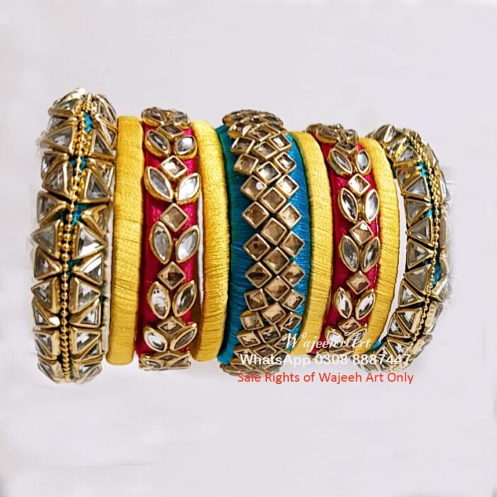 KBangle286 Three Color Kundan Bangles