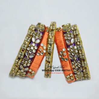 KBangle289 Purple,Orange & Yellow Kundan Bangles