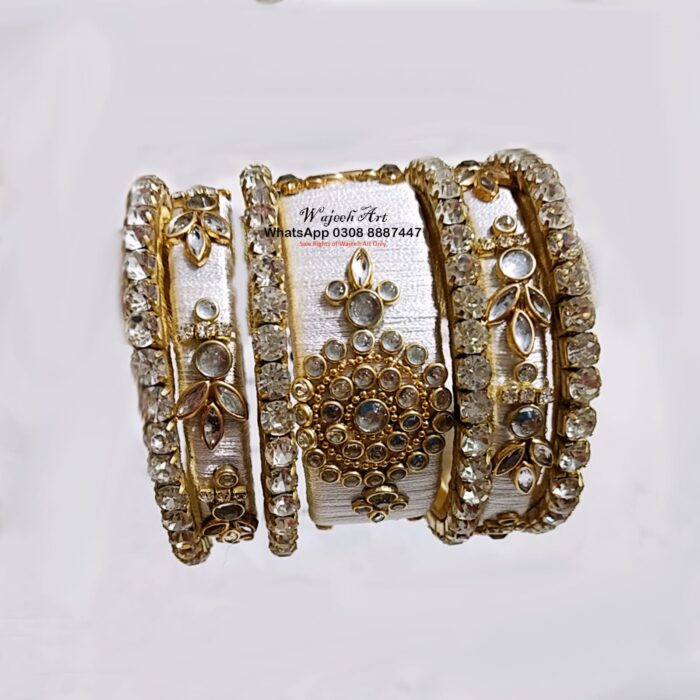 KBangle297 6 pcs of White Kudan bangles