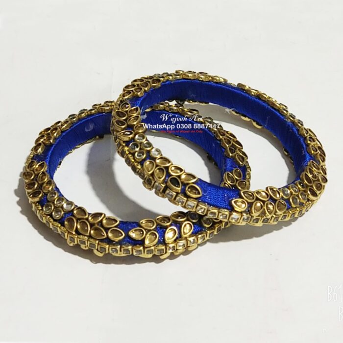 KBangle303 Pair of Royal Blue Kundan Bangles