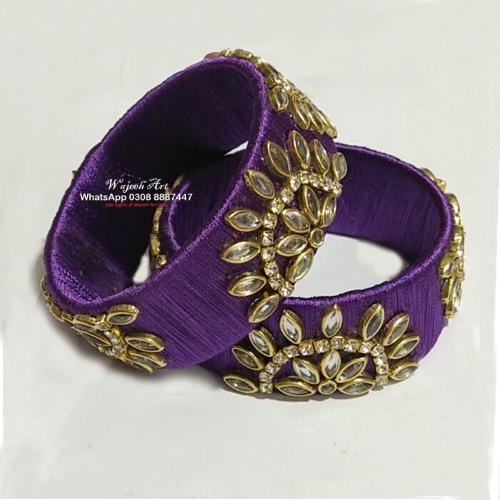 Pair of Purple Kundan Karas
