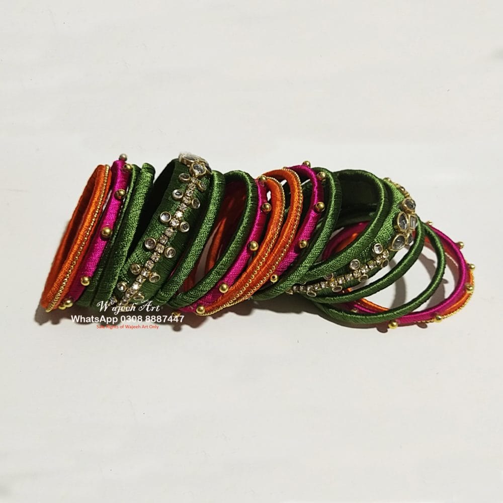 KBangle307 Three color Kundan Bangle set