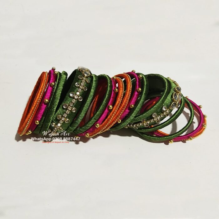 KBangle307 Three color Kundan Bangle set