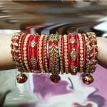 KBangle315 21 Pcs Red & Gold Kundan Bangle Set