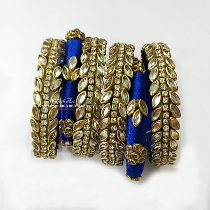 KBangle316a 6 pcs royal blue kundan bangle set
