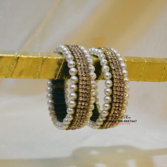 KBangle320 Pair of Simple & Elegant White Pearl Bangle