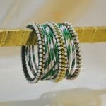 KBangle336 Azadi Special Geen & White Bangle Set