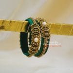 KBangle337 Beautiful Pair of Green Kundan Bangles