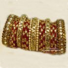 KBangle342 Gold & Red Kundan Bangle Set For Weddings