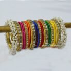 KBangle343 7 Color Kundan Bangle Set With Pearls