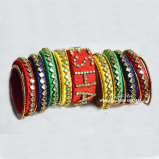 KBangle347 4 color customized name kundan bangles