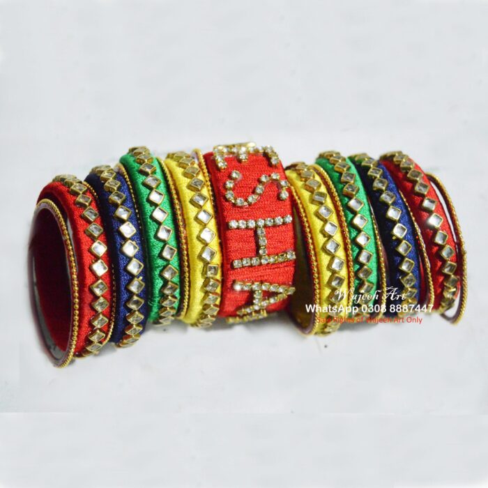 KBangle347 4 color customized name kundan bangles