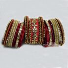 KBangle348 Bridal red kundan bangle set