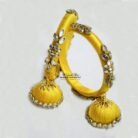 KBangle350 Pair of yellow Kundan Bangles