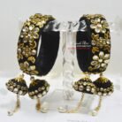 KBangle351 Lavish Black Pair of Kundan Kara With Tassels