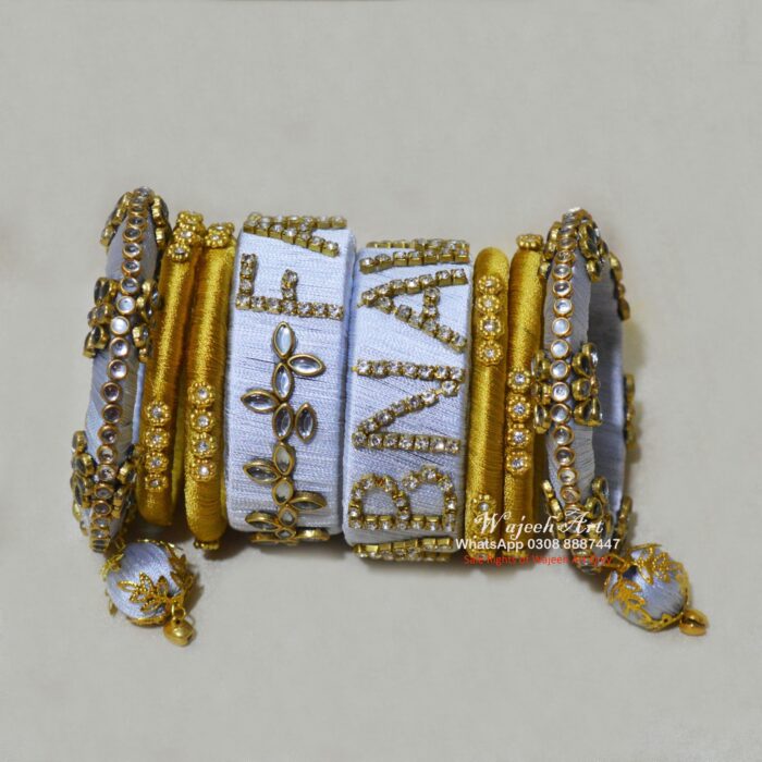 KBangle352 8pcs of Customized Name Kundan Bangles
