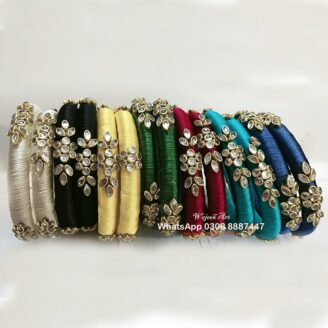 KBangle353 Multi Color Silk Thread Kundan Bangles