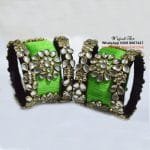 KBangle357 6 pcs of Light Green Kundan Bangle Set