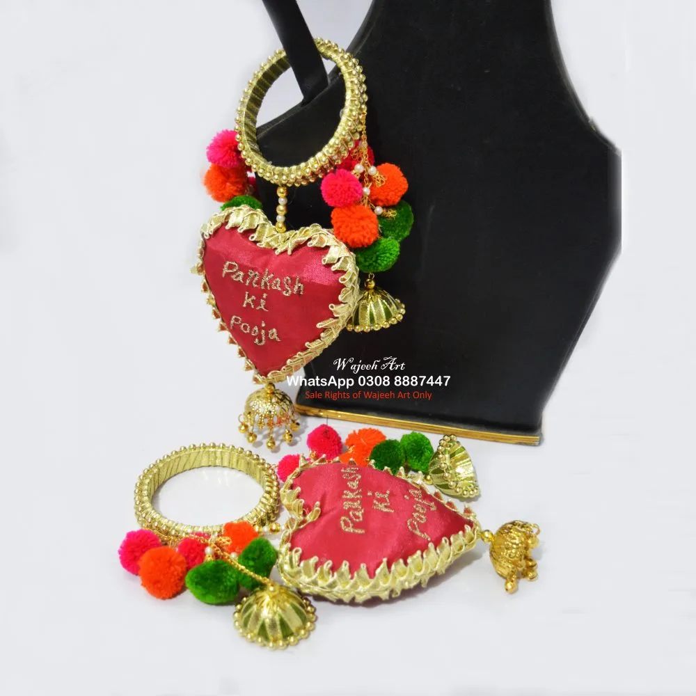GBangle195 Customized Pair of Bridal Heart Gotta Bangle