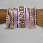 KBangle367 Lilac Kundan Bangle Set