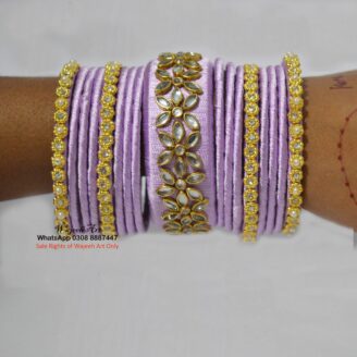 KBangle367 Lilac Kundan Bangle Set