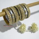 KBangle369a All Silver Kundan Bangle Set With Tassles