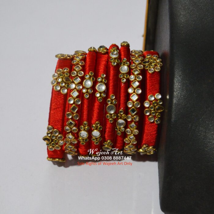 KBangle370 1450 KBangle370 8 pcs red and gold kundan bangle set