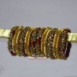 KBangle372a Golden Kundan Bangle Set With Combination of Red