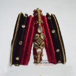 KBangle376 Black & Maroon Kundan Bangle Set