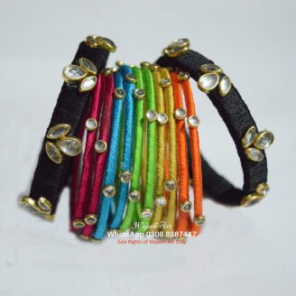KBangle378 Multi Color Kundan Bangles With Black Karas