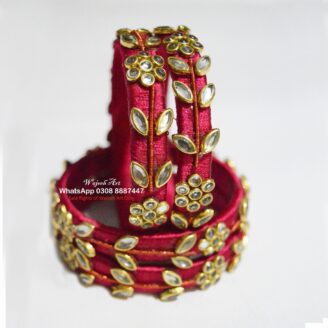 KBangle380 6 Pcs of Red Kundan Bangles