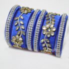KBangle385 Light Blue & Silver Kundan Bangle Set