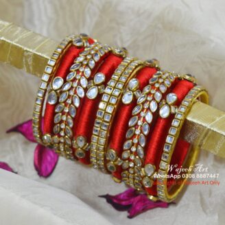 KBangle389 Royal Red Kundan Bangles