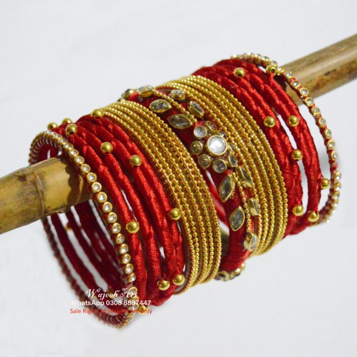 KBangle393 Royal Red & Golden Kundan Bangle Set For Special Ocassions
