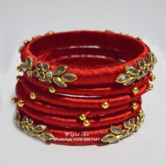 KBangle396a Red 6 pcs Kundan Bangle Set
