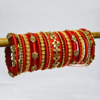 KBangle404 Stunning Red Kundan Bangle Set